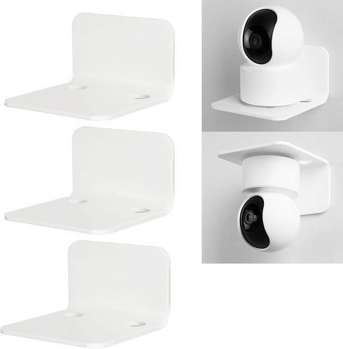 OAPRIRE White Floating Wall Shelves Set of 3 for Security Cameras, Baby Monitors, Speakers, Universal Acrylic Shelf