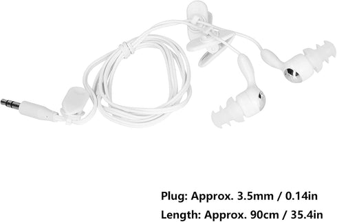 SYH&AQYE Waterproof Short Cord Headphones, 3.5mm Sport Wired Swimming Earbuds, Ergonomic In-Ear Headphones, White