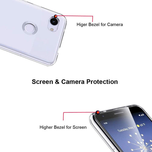 Unov Pixel 3a Case - Clear with Design, Soft TPU Shock Absorption Slim Protective Back Cover for Pixel 3a