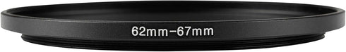 JOYTOLIN 62-67mm Metal Step-Up/Down Ring Adapter Compatible with Mirrorless Cameras DSLR Lens, UV CPL ND Filter Thread