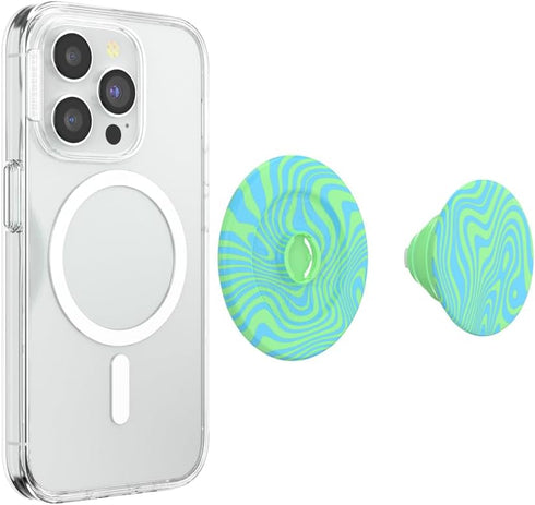 PopSockets Round Phone Grip Compatible with MagSafe, Adapter Ring Included, Wireless Charging Compatible - Swirl Oasis