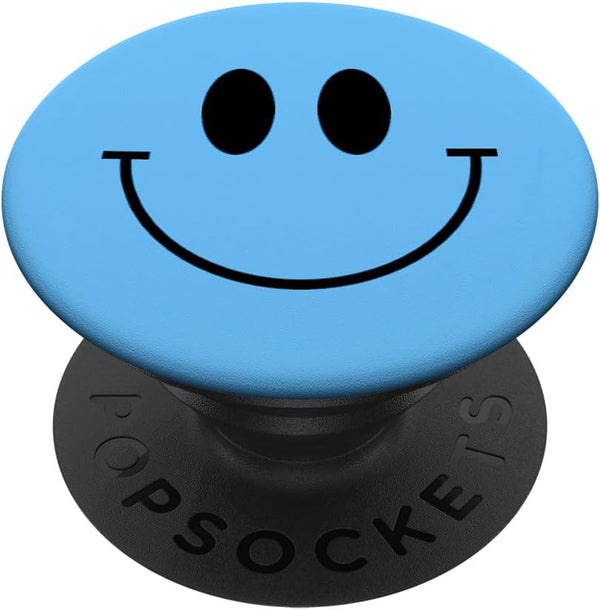 Light Blue Smile Face Happy Emoticon Cute 90s y2k PopSockets Standard Smiling PopGrip