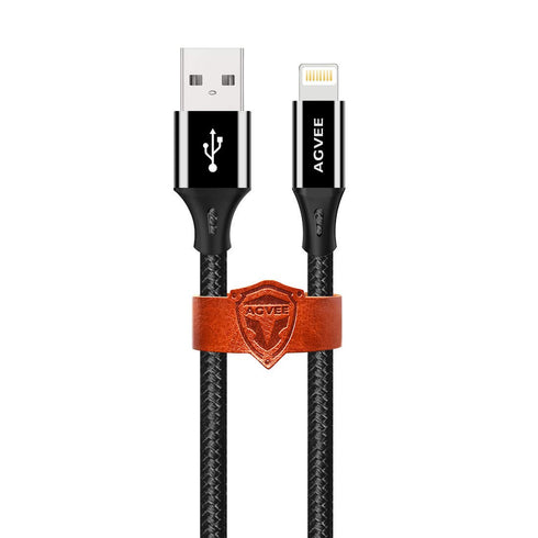 AGVEE 3 Pack 1.5ft Braided USB Charging Cable for iPhone 11, 10, 8, 7, 6S, 6, iPad, iPod - Reinforced End Tip, Black
