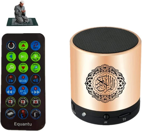 Quran Speaker Digital Player with Remote Control, USB Rechargeable, 8GB TF FM Translator, 15 Translations, Gold
