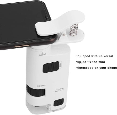 80-120X LED Cell Phone Microscope Mini Smart Phone Lens Magnifier for Jewelry Circuit Board Detection