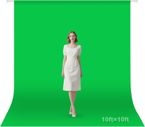 Qoolfoto Green Screen Backdrop, 1010FT Photography Chromakey Greenscreen Background Sheet for Zoom Meeting,