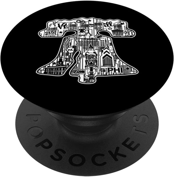 Philadelphia Fan Liberty Bell Philly Fan City Skyline Art PopSockets Swappable PopGrip
