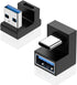 180 Degree USB A Male to USB C Female Adapter, Back Angled Opposite U Shape Connector for Data Transfer