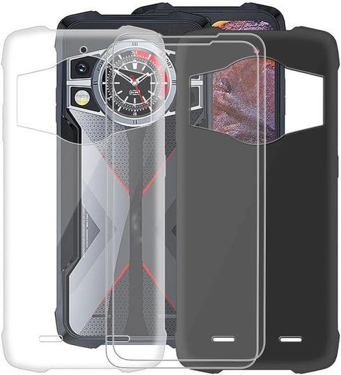 Tempered Glass Film 2 Pack + 2 Pack Cover for Cubot Kingkong 9 (6.58"), 9H Hardness Screen Protector and Soft TPU Case