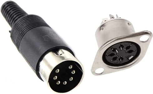 jing 7 Pin DIN Male Plug Female Adapter Socket, Panel Mount Chassis Audio AV Solder Connector, 3 Sets