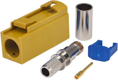RG58 LMR195 5PCS GPS telematics or Navigation RF Coax Connector Fakra K Straight Crimp Jack Female Yellow Adapter