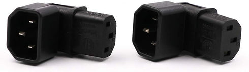 IEC C14 to C13 Power Adapter, PDU Plug/Socket Down 90 Degree, 2 Pack for LCD Wall Mount TV
