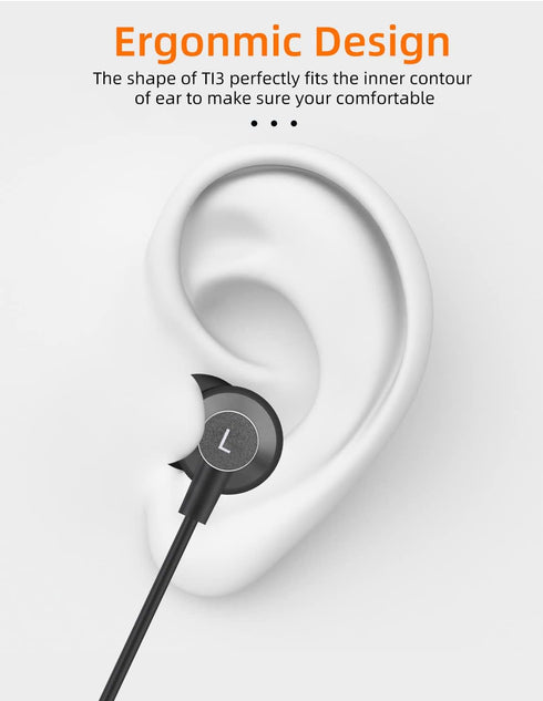 MAS CARNEY TI3 Wired USB Type C Headphones - USB C Earbuds with Microphone for Samsung, Huawei, Google Pixel