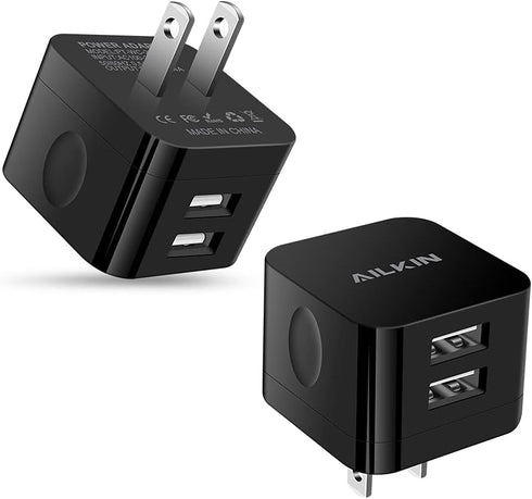 2Pack USB Wall Chargers, 2.4A Dual Port Fast Charger Block for iPhone, Samsung Galaxy, LG Stylo, Google Pixel