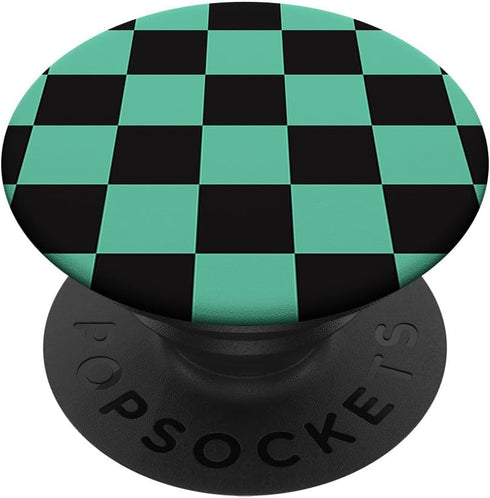 Checkered Black Green Anime Pattern PopSockets Standard PopGrip