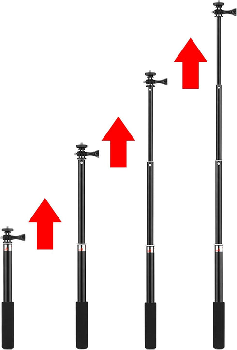 Kaeltsyn 3 Extendable Cameras Extension Rod Foldable Sports Cameras Selfie Stick for Pocket Vlog Accessories Stick