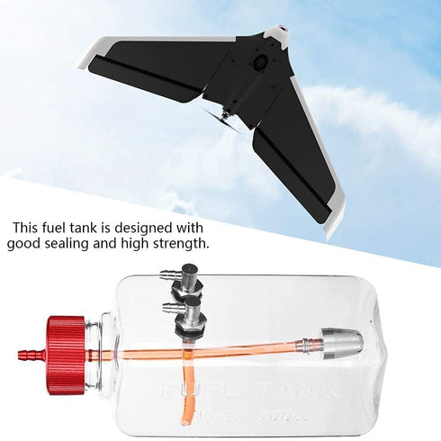 Lsaardth Airplane(300ml 15-26CC RC Fuel Tank -Remote Control Model Accessory Parts Transparent Plastic Fuel Tank for RC