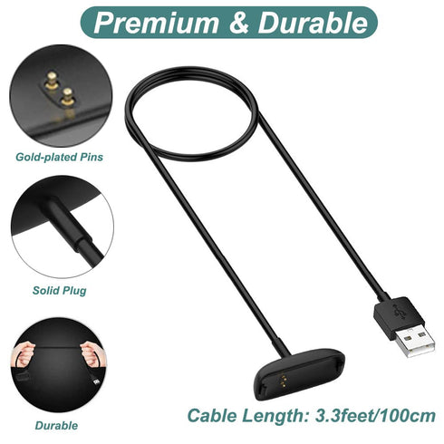 Kissmart USB Charging Cable for Fitbit Inspire 2 & Ace 3, 3.3ft Replacement Charger Cord for Fitness Tracker.