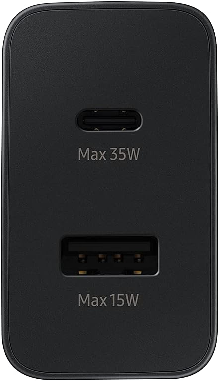 Samsung 35W 2021, Dual Port Wall Charger USB C Adapter, Super Fast Charging Block for Galaxy Phones and Devices, Cable