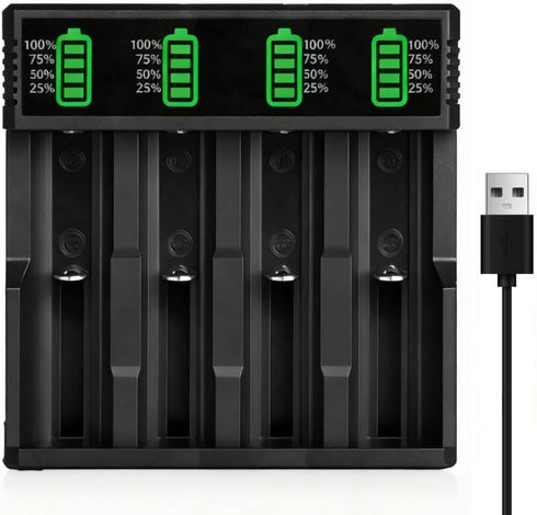 Generic 18650 Battery Charger, 4 Bay LCD Display Smart Fast Charging USB Universal