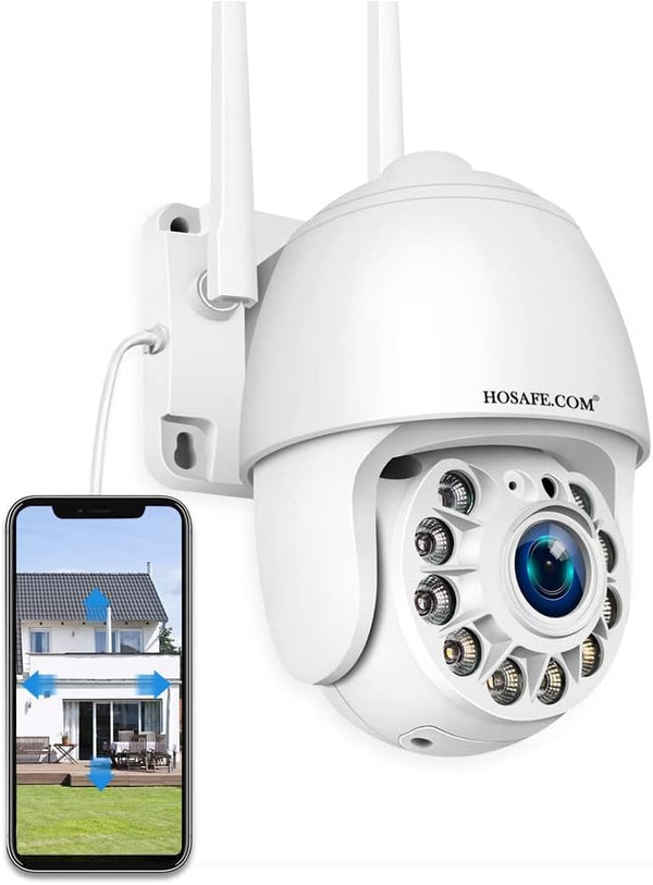 Home Security Cameras Outdoor WiFi, Plug-in 24/7 Video Surveillance, Spotlight Color Night Vision, Human Motion