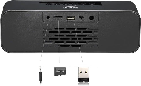 Portable Bluetooth Speaker with 10W Acoustic Driver, LED Display, FM Radio, Alarm Clock, Handsfree Speakerphone, for