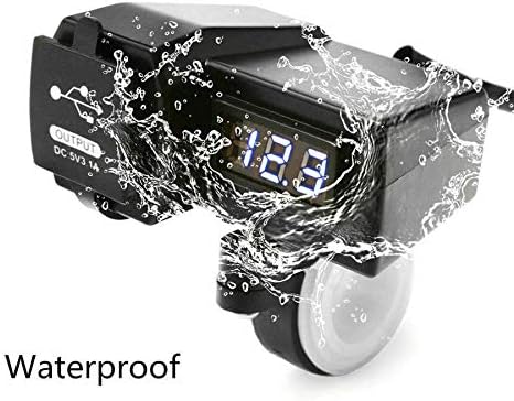 MASO Motorbike Dual USB 5V 3.1A Phone Charger & Voltmeter with Switch, Waterproof Handlebar Mount Motorcycle USB Phone