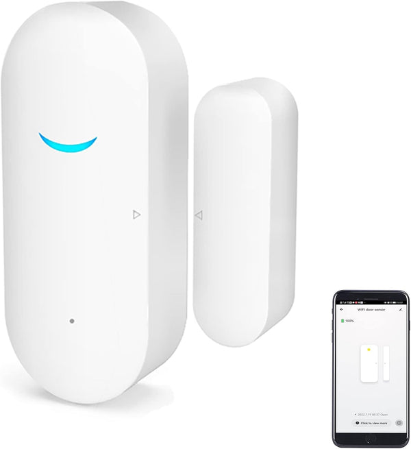 WiFi Door and Window Sensors, Tuya Smart Alarm with Free Notification APP Control, 1-Pack