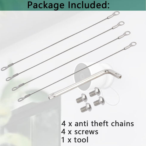Anti Theft Security Chain, Anti Drop Mount Compatible with Google Nest Cam Outdoor (Battery), 4 Pack (Camera Not