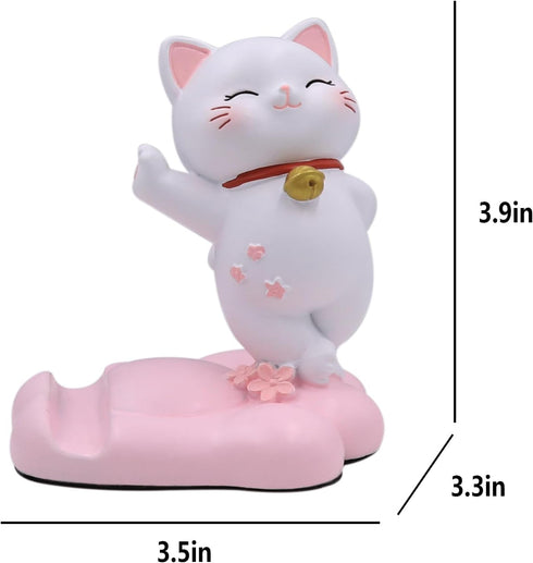 Cute Cat Phone Holder Desk Ornament - Kawaii Phone Stand for All Mobile Smartphones and Tablets