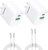 Fits for iPhone 15 Charger, 2 Pack 20W USB C Fast Wall Charger Adapter with 2 Pack 6.6 ft USB-C Cable for iPhone 15/15