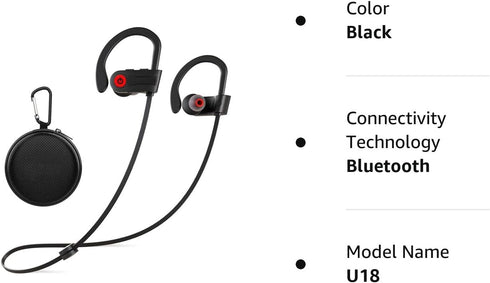 Otium Wireless Bluetooth Earbuds - IPX7 Waterproof Sports Headphones, 15H Playtime, Sound Isolation, Black.
