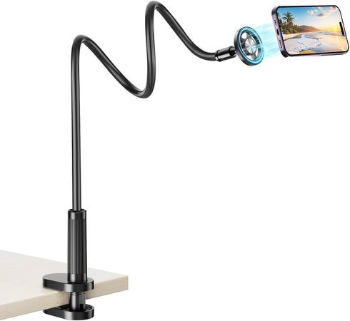 Voinap Magnetic Gooseneck Phone Holder for Bed, Flexible Long Arm Overhead Phone Mount
