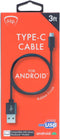 Zeikos iHIPP07 iHip 3 Foot PVC Black Cable Type-C for Android