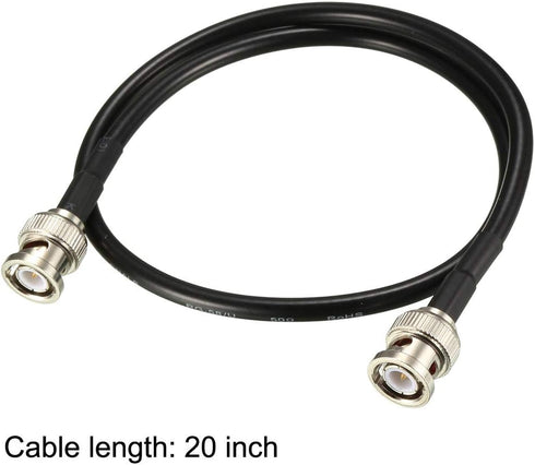 uxcell RG58 Coaxial Cable with BNC Male to BNC Male Connectors, 50 Ohm, 20 Inch