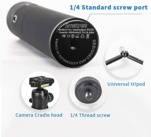 Smatree Extension Rod Power Stick, 5000mAh Portable Power Bank with Tripod for DJI Osmo Pocket 2