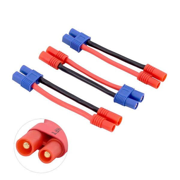 3pcs Male 3.5MM Bullets to Female EC3 Connector Adapter Cable with 5cm 14awg Wire for Super Tigre (BDHI-60)