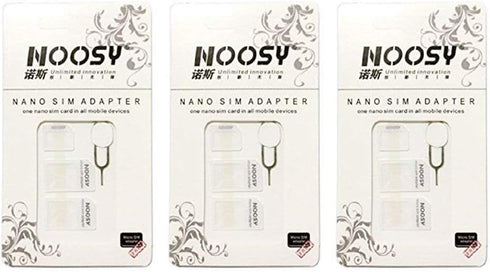 eTECH SIM Card Adapter KIT 3-Pack by Noosy (9 Total Adapters: Nano to