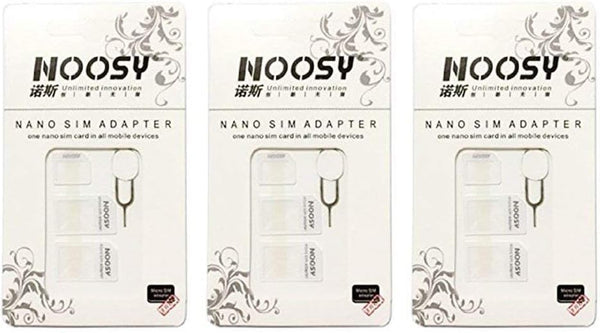 eTECH SIM Card Adapter KIT 3-Pack by Noosy (9 Total Adapters: Nano to