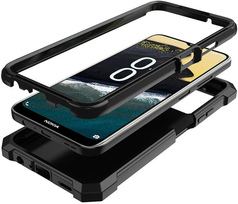 for Nokia C300 Case/Nokia G100 Case with Screen Protector,Nokia C300 Phone Case N155DL Front Back Full Body Protection,Nokia G100 N150DL Phone Case Frosted PC Back Soft TPU Shockproof Cover Black
