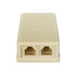 NECABLES Phone Jack Surface Mount Dual Port Telephone Jack Box, 4 Screw Terminals to 2 RJ11 Female Ivory