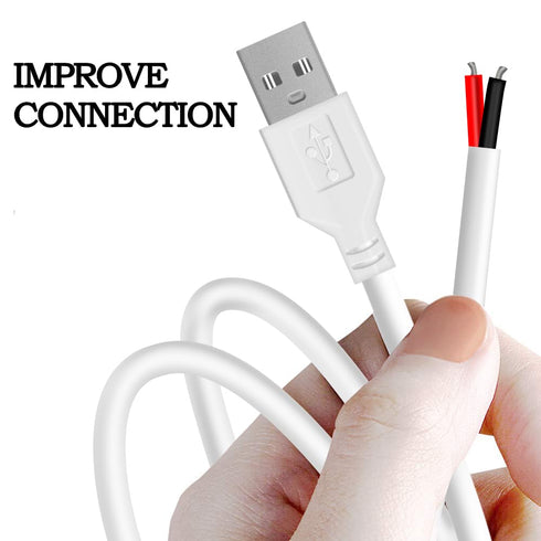 WMSDGZAI 24AWG 2.0 2 5V 2A 1.64FT 5PACK) USB Male Pin Bare Wire Pigtail Cable, USB Extension Cable Open End for DIY