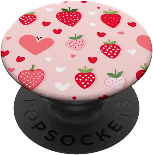 Cute Strawberry Heart Pattern PopSockets Standard PopGrip