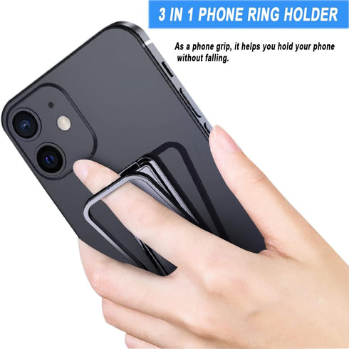 2 Pack Cell Phone Ring Stand Holder, IOUALEY 360° Rotation Adjustable Metal Finger Grip Kickstand for Smartphones