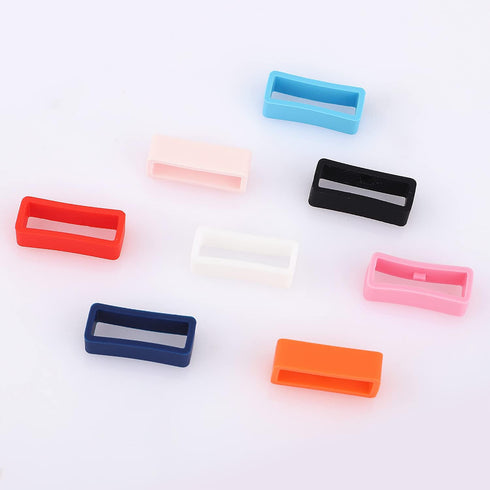 SAVITA 8pcs 22mm Watch Strap Holder Loop, Multi Colors Silicone Keeper for Smartwatch Band Wristband