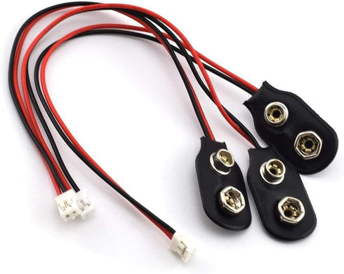 9V Battery Connector 3 Pack, I-Type PH2.0 9V Battery Clip with Hard Buckle Plastic Housing and 5.9 Inch Wires Leads