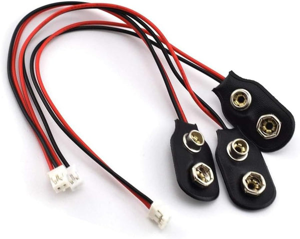 9V Battery Connector 3 Pack, I-Type PH2.0 9V Battery Clip with Hard Buckle Plastic Housing and 5.9 Inch Wires Leads