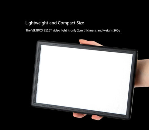 VILTROX L116T On-Camera Bi-Color LED Video Light 3300K-5600K with LCD Display, Dimmable Brightness