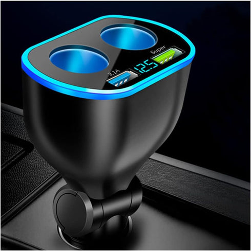 4 in 1 Cigarette Lighter Splitter Dual Port Car Charger, 66W High Power Fast Charging Compatible with iPhone 14/13