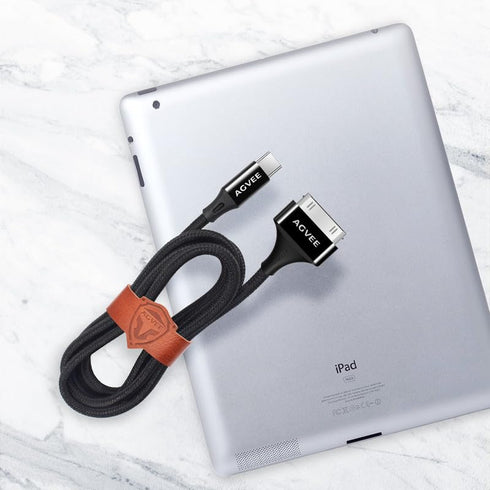 AGVEE 3ft USB-C to 30 Pin Cable (2 Pack) for iPhone 4/4S, iPad 1/2/3, iPod - Braided Metal Shell, Black Charging Cord.